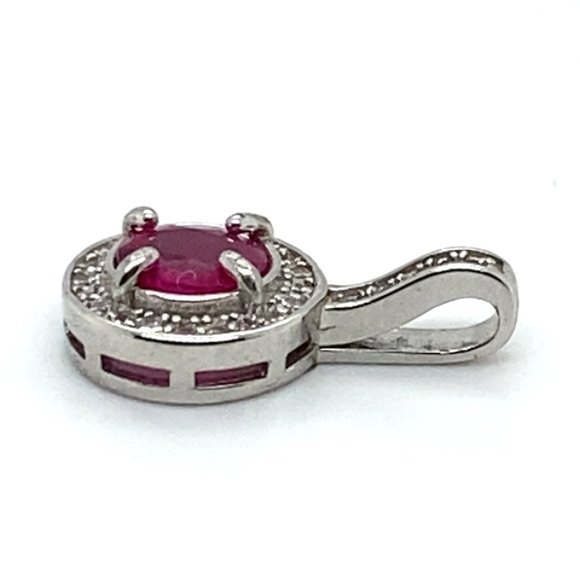 Jegdalek Ruby .50ct White Gold Finish Solid 925 Sterling Silver Pendant - Picture 4 of 8